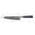 Marmiton Kjuzo japonský damaškový nůž  Kiritsuke 20cm rukojeť modrá plástvová pryskyřice VG10