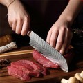 MARMITON Kana Santoku japonský damaškový nůž 18cm rukojeť modrá plástev pryskyřice