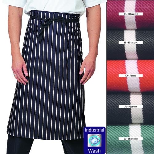 Kuchařská zástěra Denny´s Classic do pasu pruhovaná 100% bavlna červená