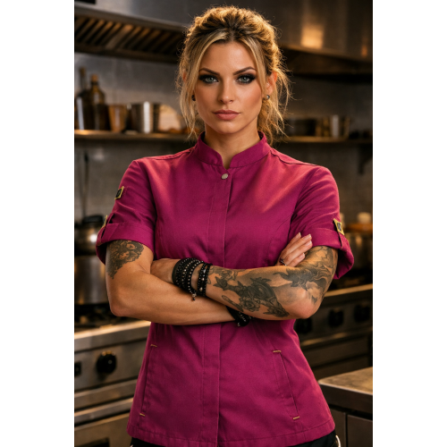 Karlowsky Green-Generation kuchařský rondon krátký rukáv dámský růž. Fuchsia