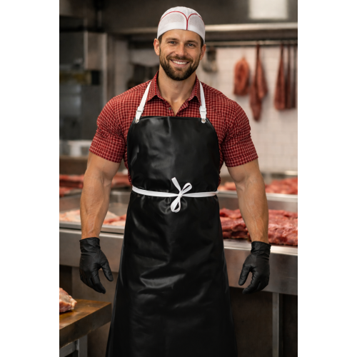 Denny´s DP16 řeznická zástěra gumová zástěra pánská i dámská černá