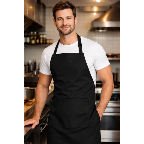 Velilla 404203 zástěra s laclem a kapsami pánská i dámská černá