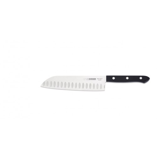 Kuchařský nůž kovaný Santoku Giesser Messer 18cm drážkovaný - barva černá