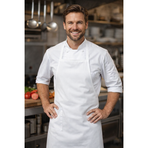 Giblor´s ANCONA kuchařská zástěra s laclem 100% bavlna bílá