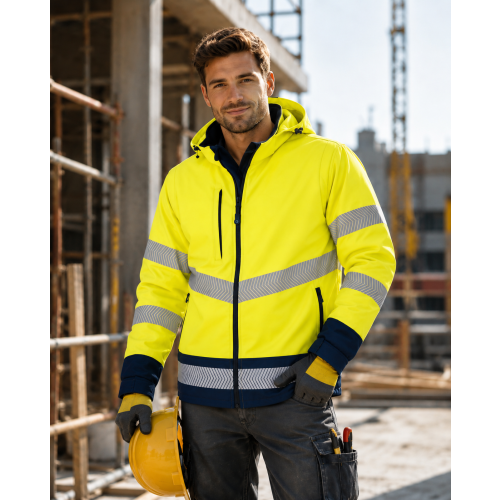 Rossini Hook Hi-Vis reflexní pracovní bunda softshelová pánská dámská žlutá