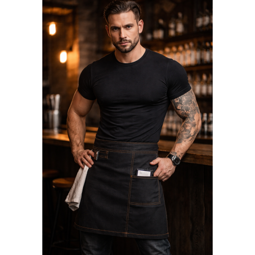 Karlowsky URBAN CASUAL-STYLE zástěra do pasu s kapsou pánská i dámská černá Karlowsky URBAN CASUAL-STYLE zástěra do pasu s kapsou pánská i dámská černá