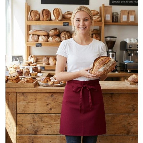 Denny´s DP100 kuchařská zástěra do pasu vínově červená