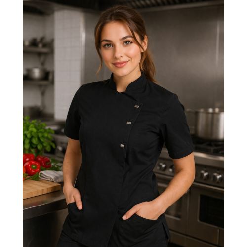 Giblor´s Greta kuchařský rondon dámský krátký rukáv černý