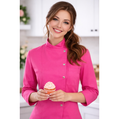 Karlowsky Larissa dámský kuchařský rondon dlouhý rukáv růžová