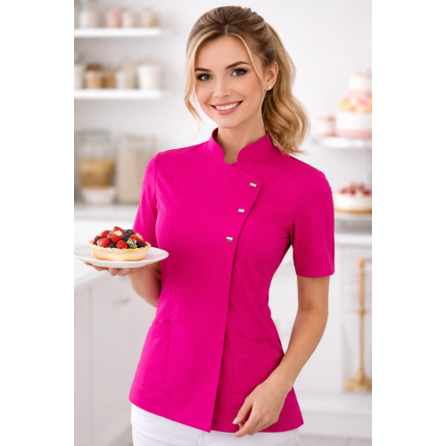 Giblor´s Greta kuchařský rondon dámský krátký rukáv růžová Fuchsia