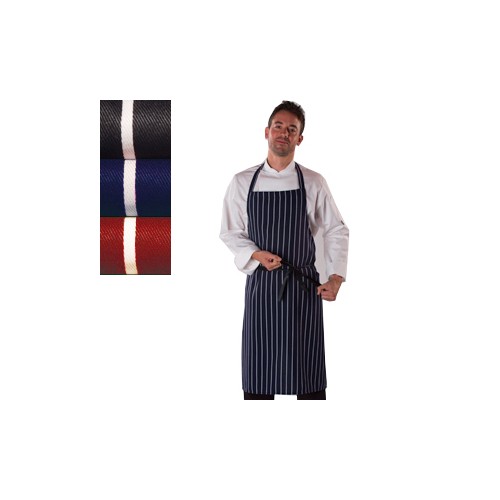 Dennys Le Chef DP50 řeznická zástěra s laclem podélně proužkovaná tmavě modrá