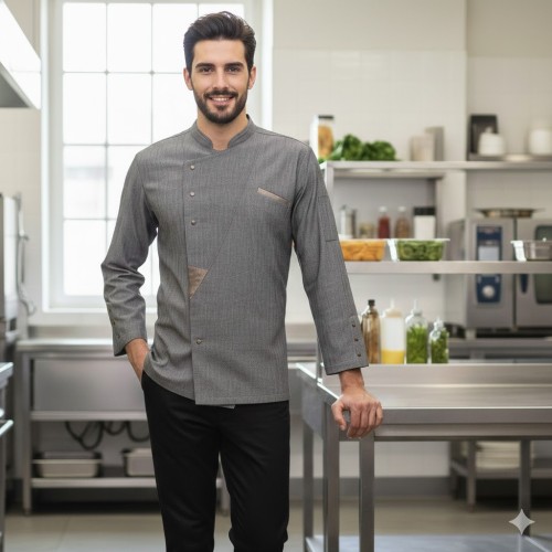 Giblor´s Grosseto kuchařský rondon pánský s dlouhým rukávem šedý Giblor´s Grosseto kuchařský rondon pánský s dlouhým rukávem šedý