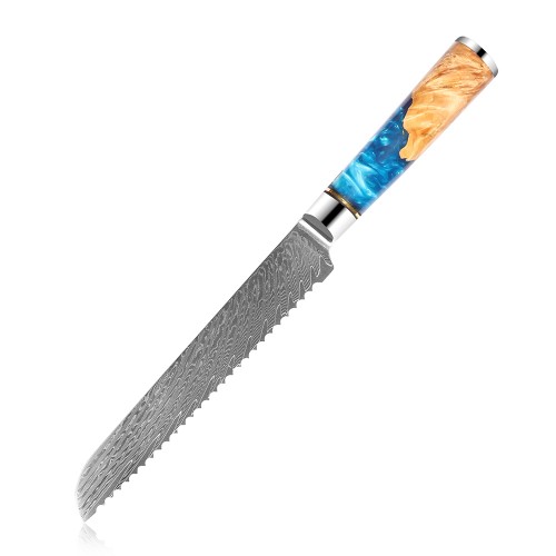 MARMITON Reizo japonský kuchařský damaškový nůž na pečivo 20cm modrá pryskyřice VG10