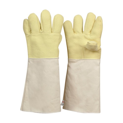 Kilic Eldiven KL-543 dlouhé kevlarové teplovzdorné rukavice do 500st.C - barva žluto-bílá