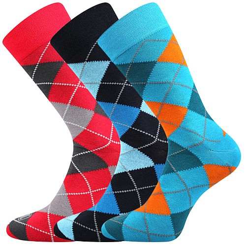 Lonka Wearel bavlněné ponožky kostky 3 páry pánské barevné