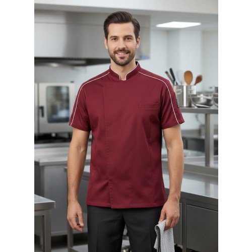 Giblor´s Mark kuchařský rondon pánský krátký rukáv - barva vínově červená