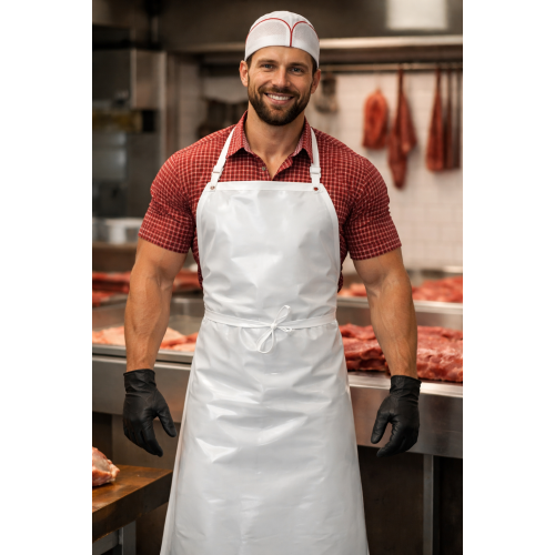 Denny´s DP16 řeznická zástěra gumová zástěra pánská i dámská bílá