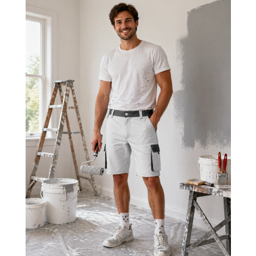 Velilla 103021B pracovní malířské kraťasy pánské i dámské bílo-šedé