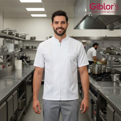 Giblor´s Mattia kuchařský rondon pánský krátký rukáv bílý