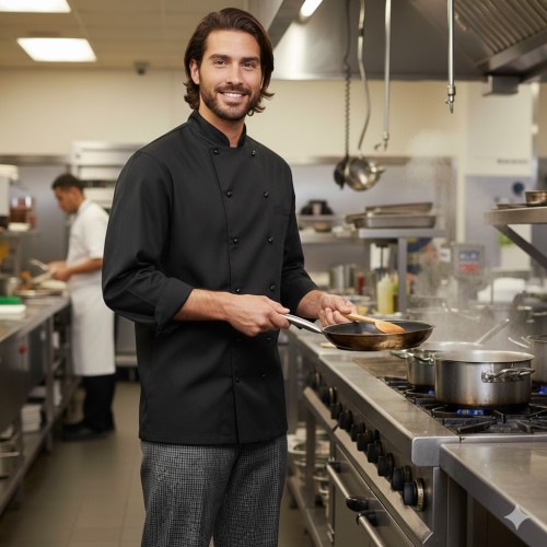 Denny´s Lightweight kuchařský rondon knoflíky dlouhý rukáv - barva černá Denny´s Lightweight kuchařský rondon knoflíky dlouhý rukáv - barva černá