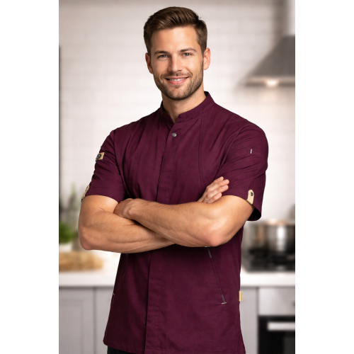 Karlowsky Green-Generation kuchařský rondon krátký rukáv pánský vín. červený