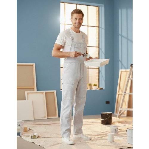 Rossini SerioPlus+ montérkové kalhoty s laclem malířské pánské dámské bílé