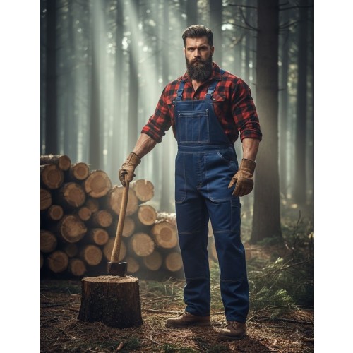 Rossini SerioPlus+ montérkové kalhoty s laclem pánské dámské modré denim Rossini SerioPlus+ montérkové kalhoty s laclem pánské dámské modré denim