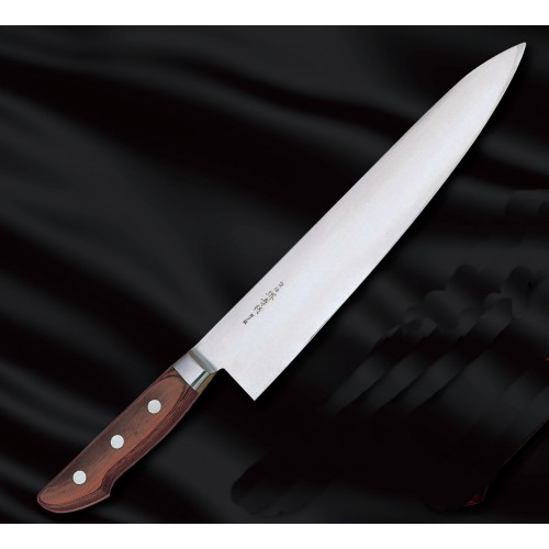Sakai Takayuki Blue Steel Gyuto japonský kuchařský nůž 18cm Pakka wood