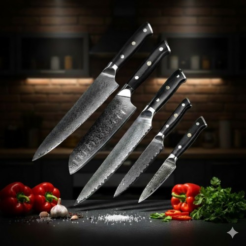 MARMITON Sango YYC011 set 5 japonských damaškových nožů v krabičce rukojeť G10