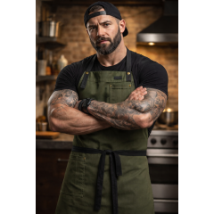 Kentaur 30360 Oliven číšnická a kuchařská zástěra s laclem olivová