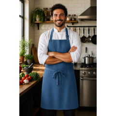 Denny´s DP200 kuchařská zástěra s laclem pošťácká modrá