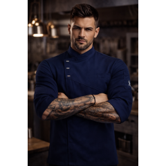 Giblor´s Emanuel kuchařský rondon pánský s dlouhým rukávem modrý