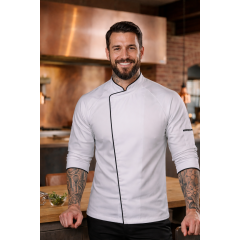 Kentaur 23503 kuchařský rondon s lemem dlouhý rukáv pánský i dámský bílá