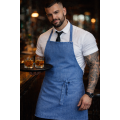 Denny´s DENIM číšnická zástěra s laclem džínová světle modrá