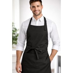 Číšnická zástěra s laclem a kapsou Kariban 100% bavlna - barva černá