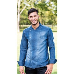 Giblor´s Cristian džínový kuchařský rondon dlouhý rukáv - barva modrá