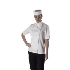 Denny's Le Chef rondon 100 % bavlna satén krátký rukáv - barva bílá