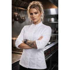 Giblor´s Denise kuchařský rondon dámský dlouhý rukáv - barva bílá