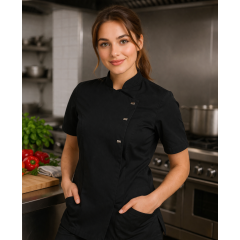 Giblor´s Greta kuchařský rondon dámský krátký rukáv černý