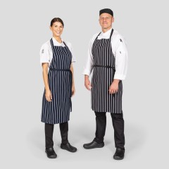 Dennys Le Chef DP50 řeznická zástěra s laclem podélně proužkovaná tmavě modrá