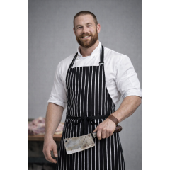 Dennys Le Chef DP50 řeznická zástěra s laclem podélně proužkovaná černá