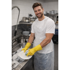 100 ks jednorázová igelitová zástěra bílá - barva bílá