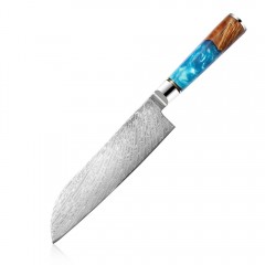 MARMITON Hanako Santoku japonský damaškový nůž 18cm rukojeť modrá pryskyřice VG10