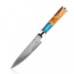 MARMITON Hideaki japonský damaškový nůž okrajovací 13cm rukojeť modrá pryskyřice VG10