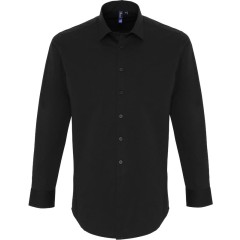 Premier PR244 popelínová pánská čisnická elastická košile s dlouhým rukávem černá