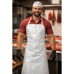 Denny´s DP16 řeznická zástěra gumová zástěra pánská i dámská bílá