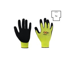 Rossini pracovní rukavice Polyester a přírodní pískový latex žluté