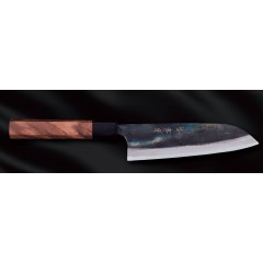 Sakai Takayuki Blue Kurouchi Santoku japonský kuchařský nůž 17cm dřevo vlašský ořech