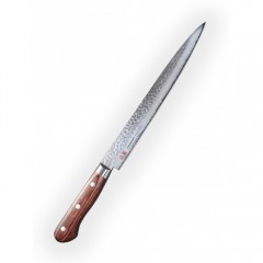 Suncraft Tsuchime Sujihiki japonský plátkovací damaškový nůž 24 cm - barva dřevo